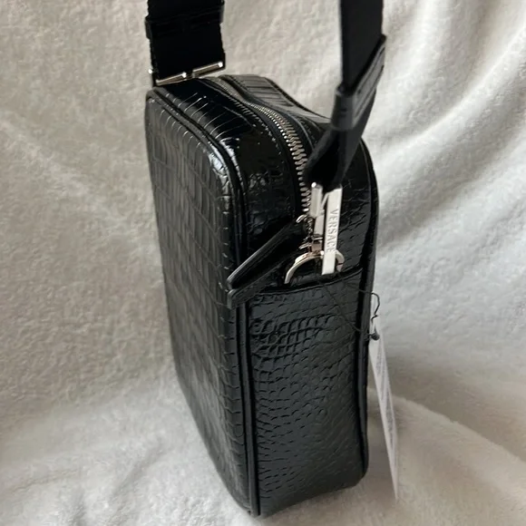 Versace croc effect leather Medusa biggie logo monogram crossbody bag NEW - Picture 7 of 10